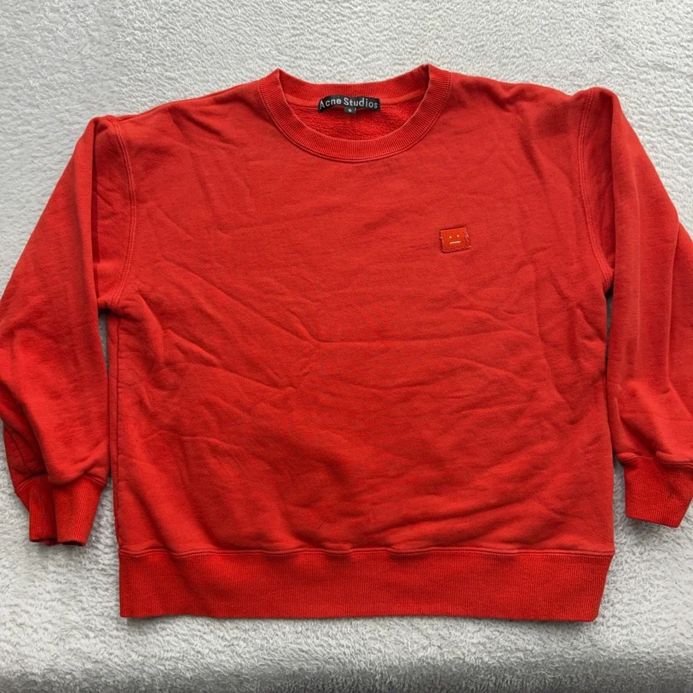 Acne Studios Dramatic Moh Red Mohair Wool Blend Face Patch Sweater Size S
